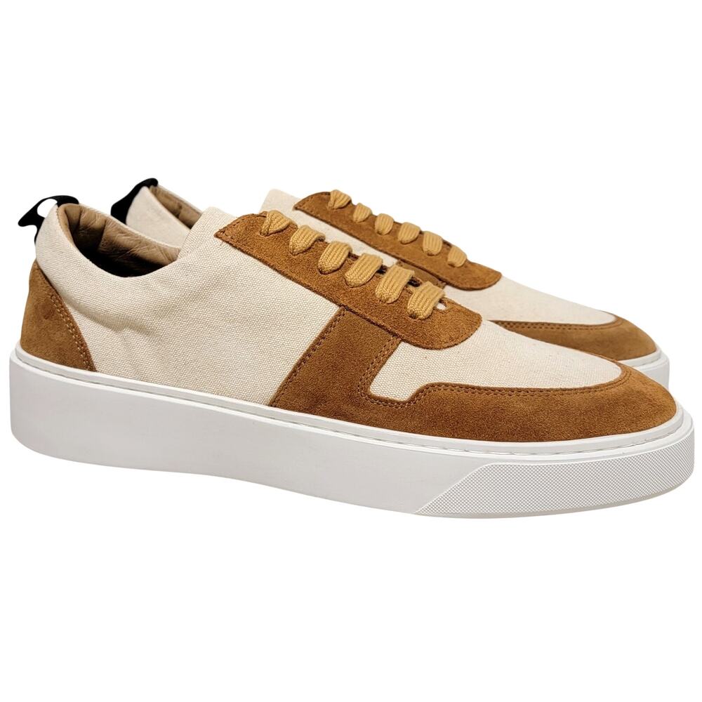 Bruno Magli Men Darian Low Top Lace Up Casual Sneakers Size US 10M Sand Canvas